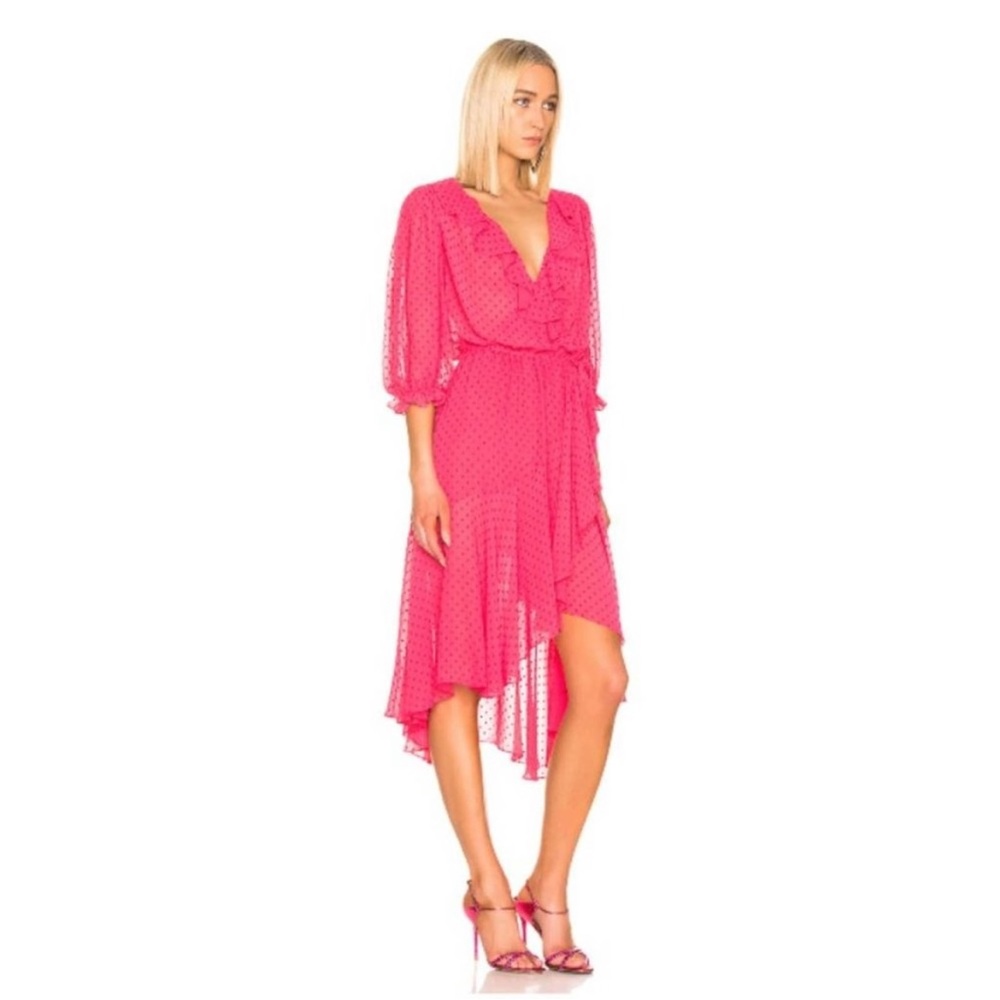 Icons Pink Swiss Dot Wrap Dress
